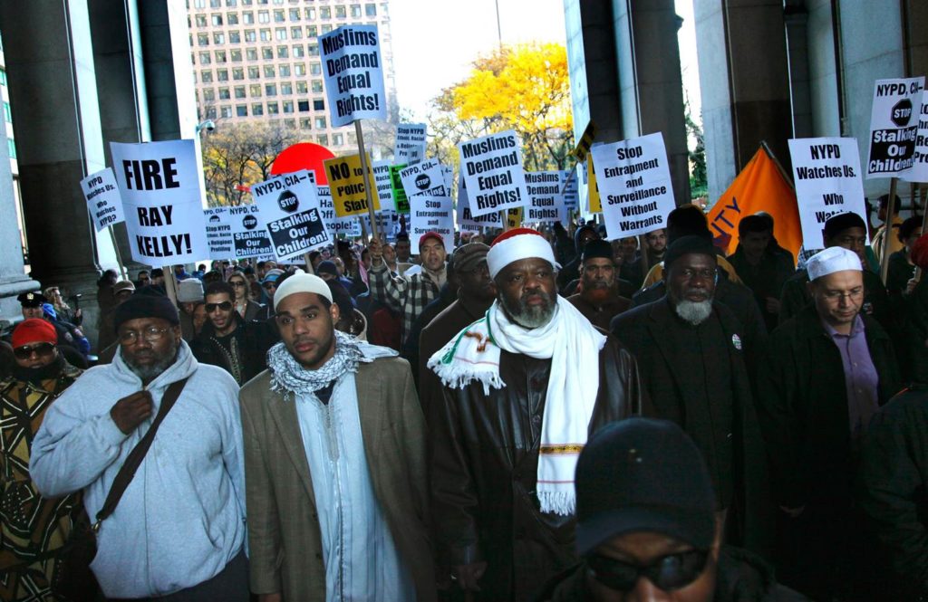 Muslims demand equal rights in a 2013 U.S. protest.